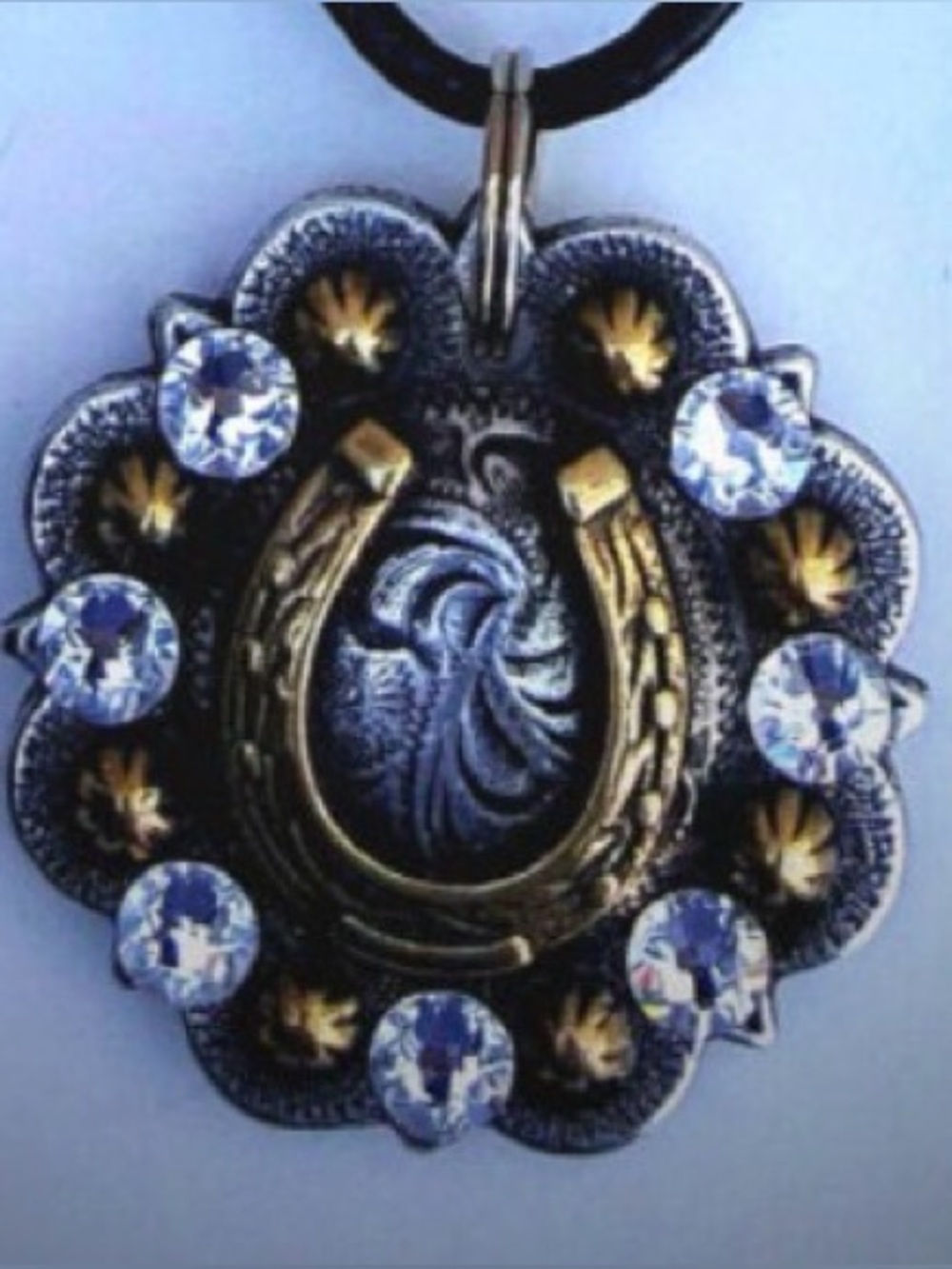 Swarovski Crystal Horseshoe Scalloped Concho Pendant